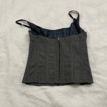fitted grey wool bustier corset top