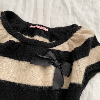 fornarina mohair blend white black puff sleeve knit