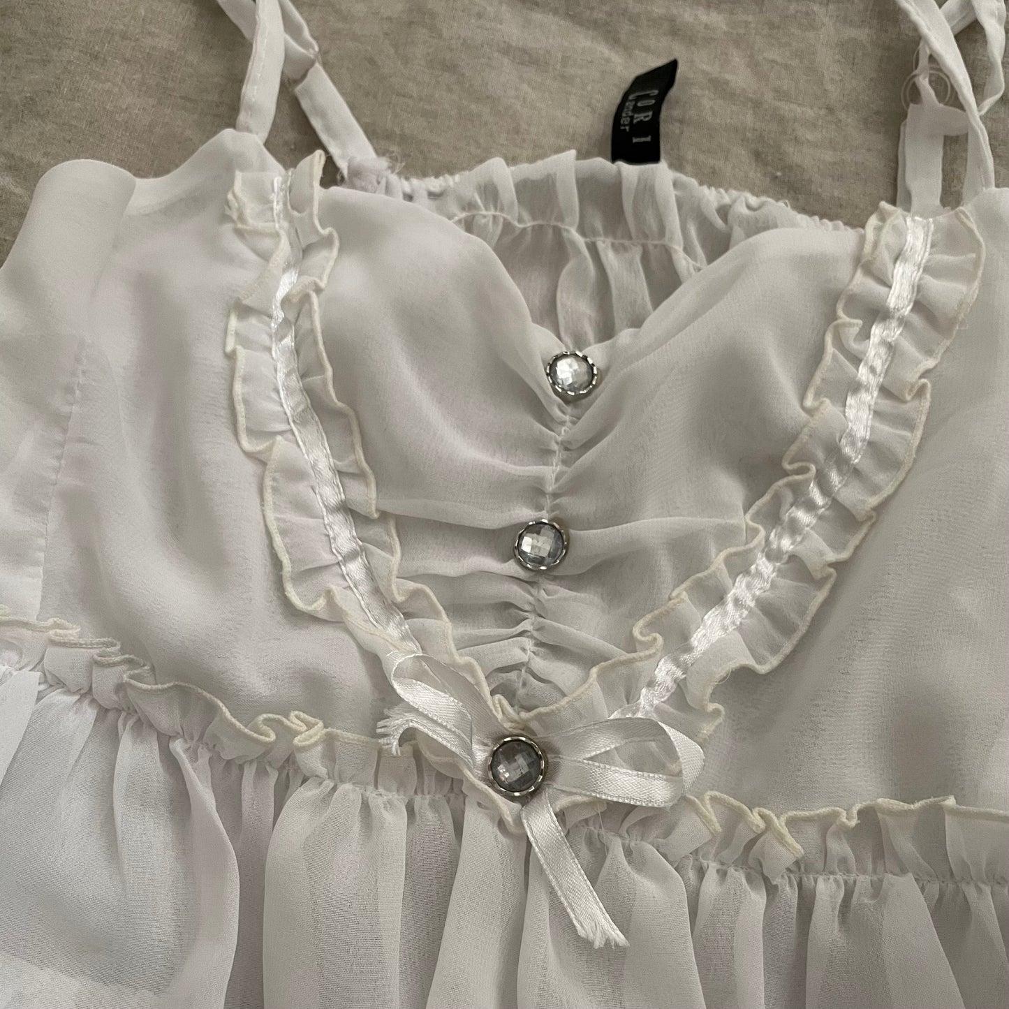 coriander white ruffle tiered broderie anglaise camisole