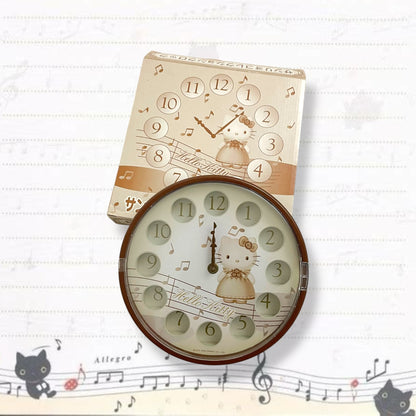 rare vintage 2002 retro hello kitty sepia musical notes brown clock