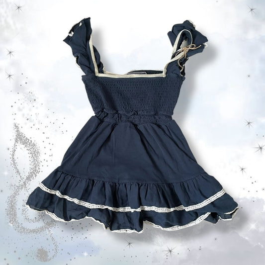 coquette preppy vintage navy blue superdry ruched babydoll camisole