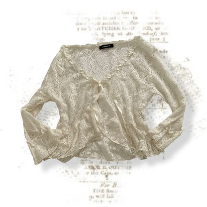 moderate coquette cottage white lacey crop bolero cardigan