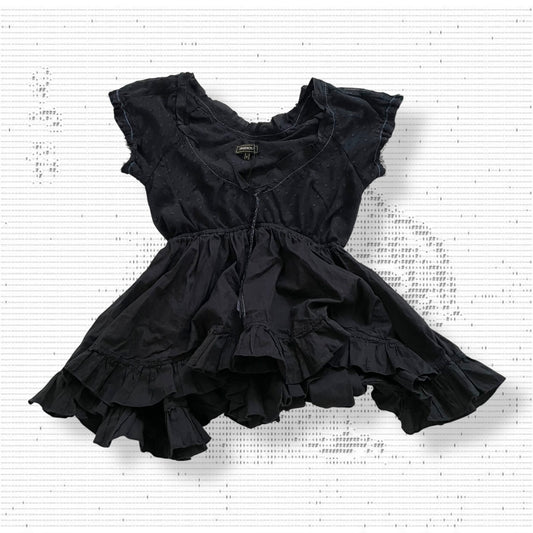 free soul navy babydoll polka dot embossing detail and blue inverse stitch tunic blouse