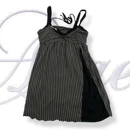 gilf grey black striped bustier layered halterneck mini dress