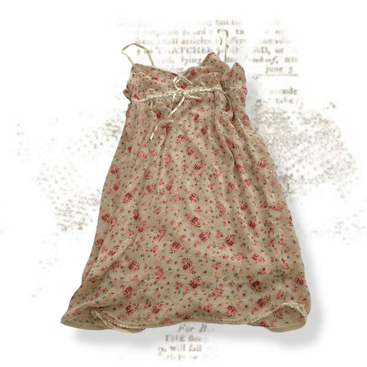 noix de coco beige floral print layered knee length dress