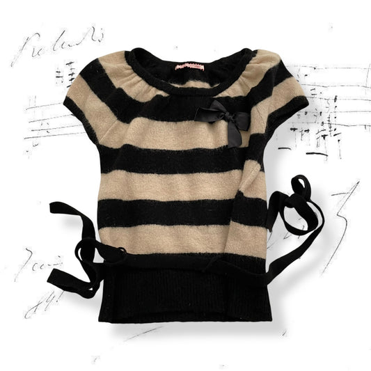 fornarina mohair blend white black puff sleeve knit
