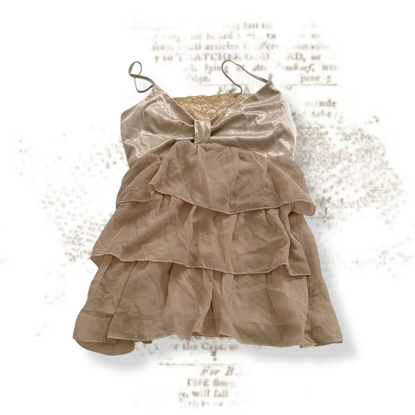 reormix taupe satin tiered tulle babydoll camisole