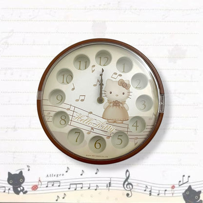 rare vintage 2002 retro hello kitty sepia musical notes brown clock