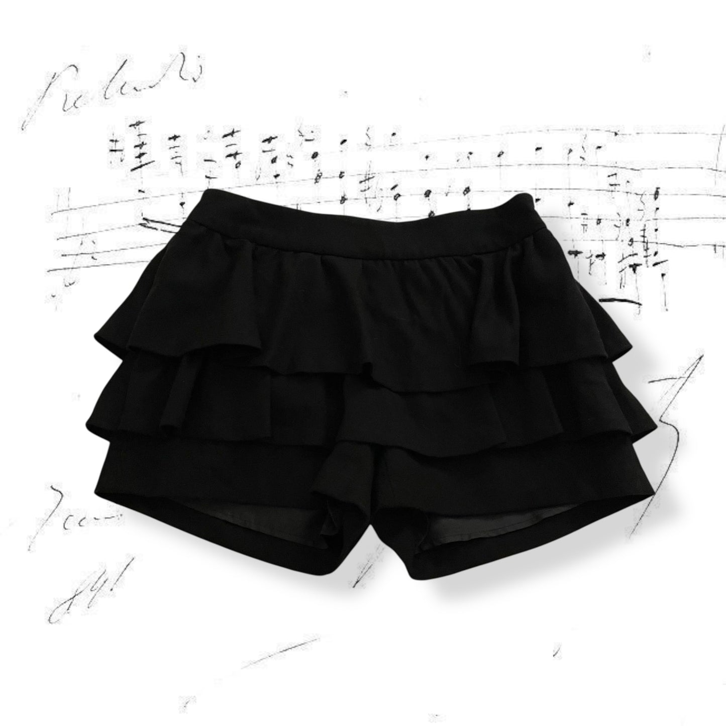 coquette preppy cynthia rowley black ruffle frill tiered skort