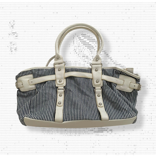 eurosummer beachy striped blue white leather buckle shoulder bag