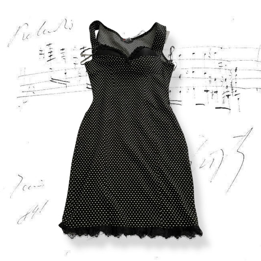 pinup morgan de toi polka dot bustier fitted midi dress