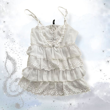 coriander white ruffle tiered broderie anglaise camisole