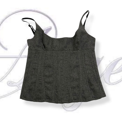 fitted grey wool bustier corset top
