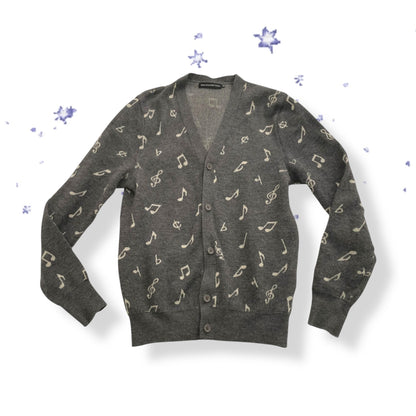 grey hysteric glamour thee hysteric xxx musical note print long sleeve cardigan