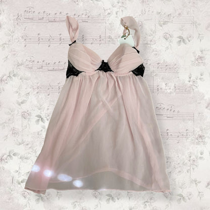 soft pink coquette y2k ruched bustier babydoll slip camisole