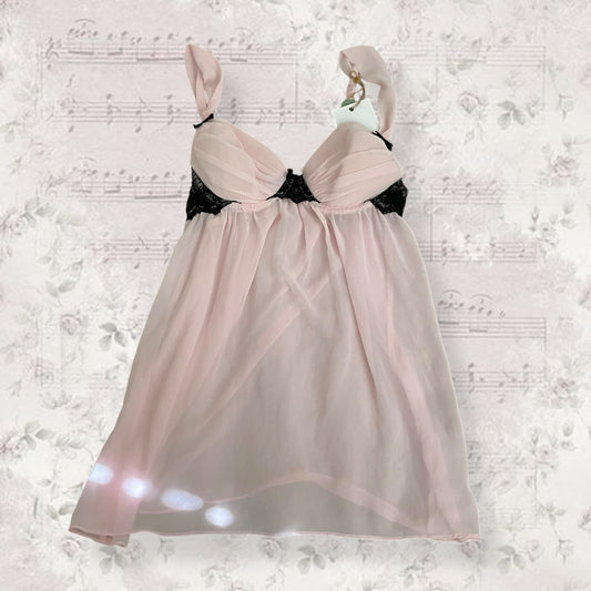 soft pink coquette y2k ruched bustier babydoll slip camisole