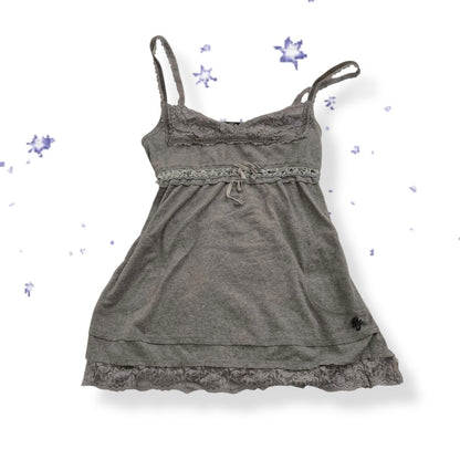 grey rifle lacey babydoll camisole with ribbon bow detail