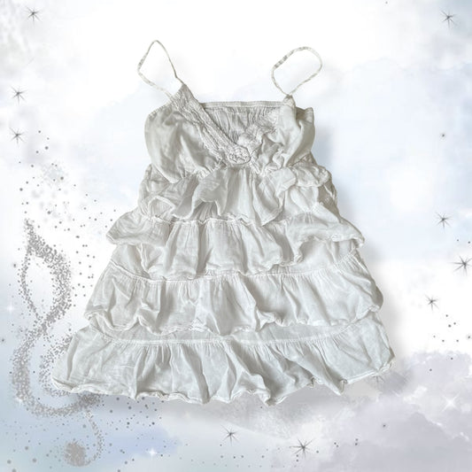 eurosummer boho cotton tiered ruffle camisole with rosette chest detail