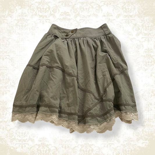 sage khaki motivi waist button detail midi skirt