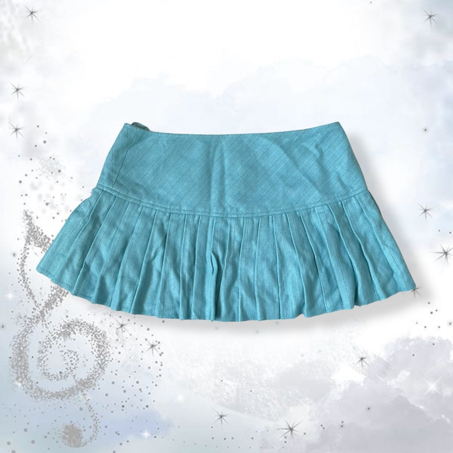 vintage abercrombie & fitch teal blue wool blend pleated drop waist mini skirt