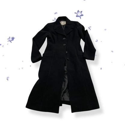 vintage private label 90% wool black collared oversized long coat