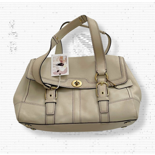 extreme coach cream off white turnlock hamptons leather satchel shoulder bag