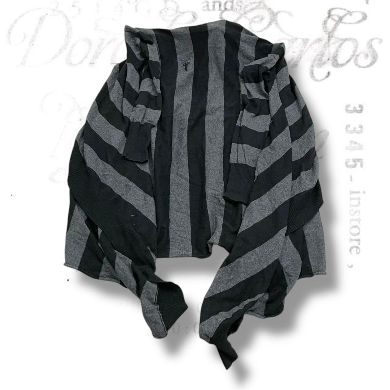 hysteric glamour grey x black striped long sleeve shawl