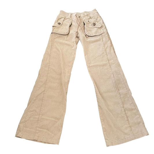 cecil mcbee beige linen hemp blend low rise wide leg cargo trousers