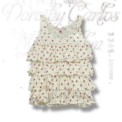 hysteric glamour x rolling stones off white cream lip print ruffle tiered camisole