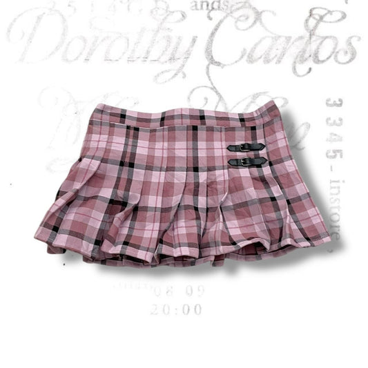 kinloch anderson pink purple plaid check pleated mini skirt