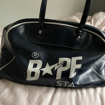 rare vintage 2000s a bathing ape (bape) navy vinyl bowling bag