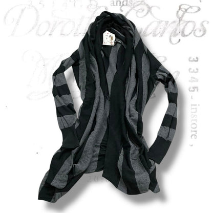 hysteric glamour grey x black striped long sleeve shawl