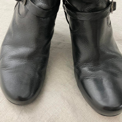 black leather sacha ornamental embossed knee length boots