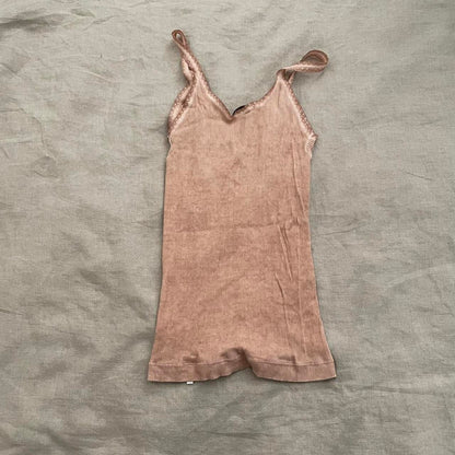 kor@kor peachy pink brown boho camisole with beading and floral applique