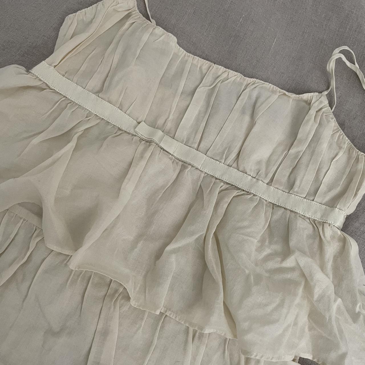 jill stuart coquette beige/cream tiered babydoll camisole with thin ribbon charm