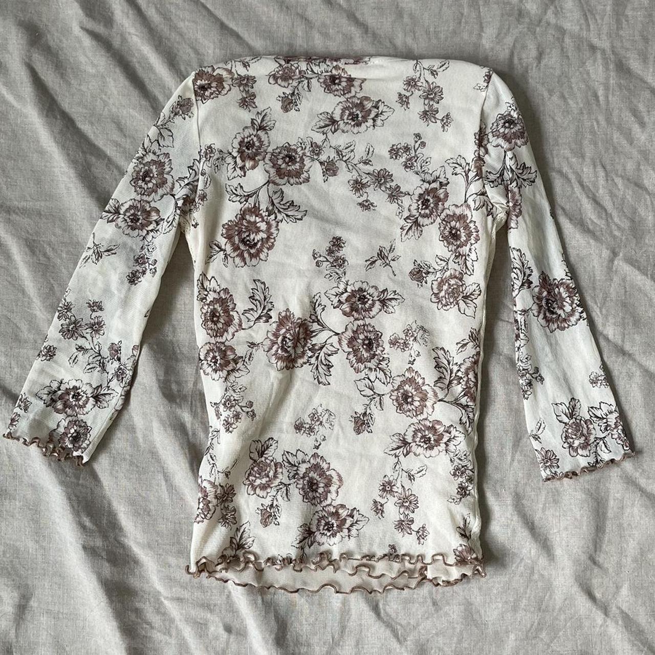 shirt passion boho paisley white brown floral print shirt with cute heart charm